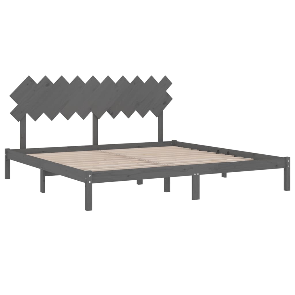 Cadre de lit sans matelas gris 200x200 cm bois massif - XIOS