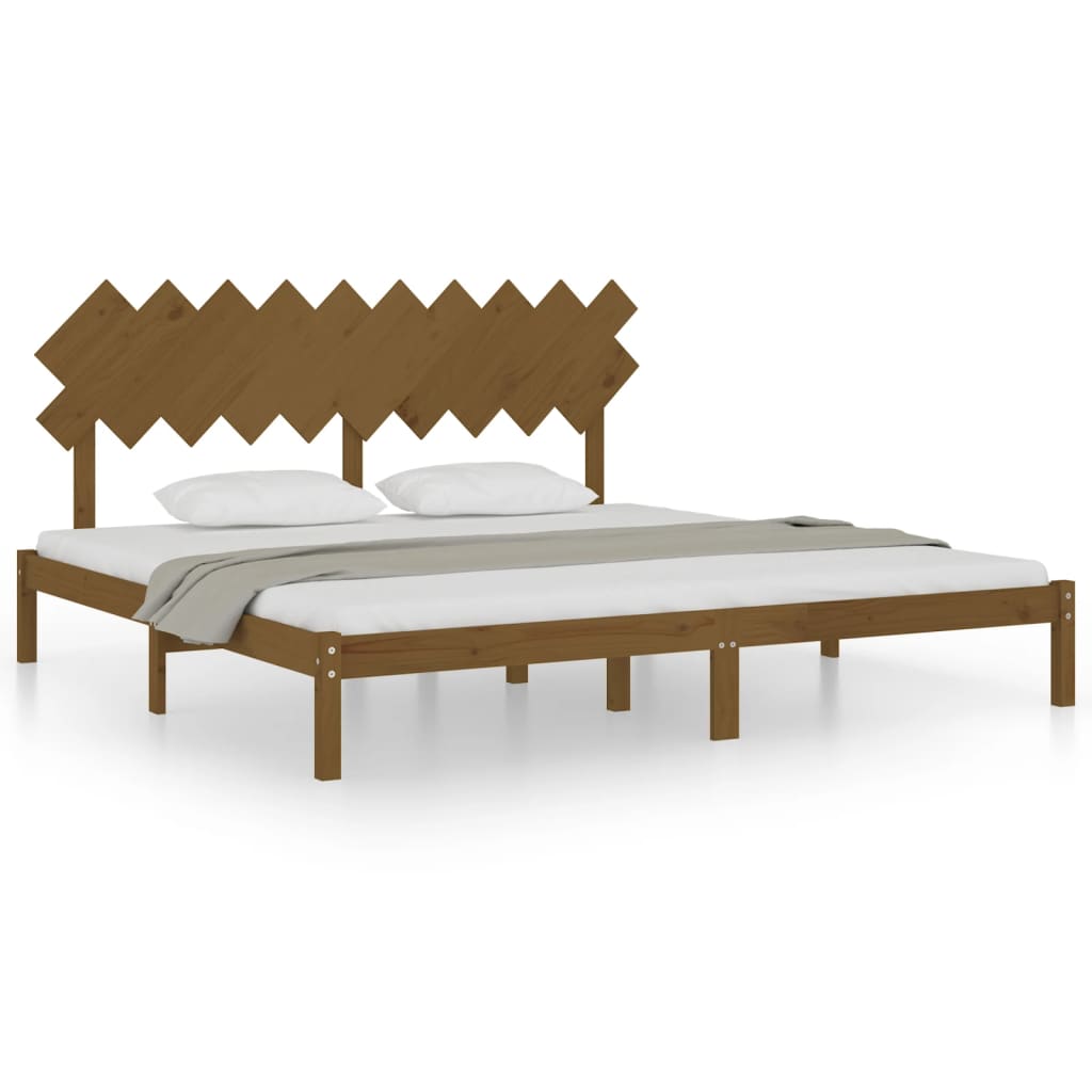 Cadre de lit sans matelas marron miel 200x200 cm bois massif - XIOS