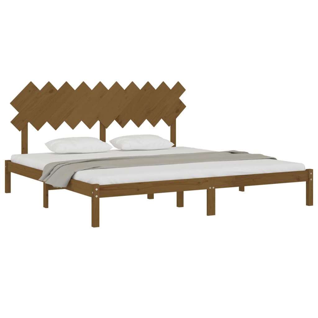 Cadre de lit sans matelas marron miel 200x200 cm bois massif - XIOS