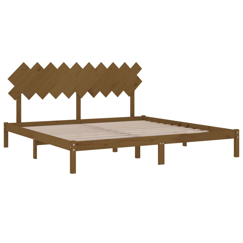 Cadre de lit sans matelas marron miel 200x200 cm bois massif - XIOS