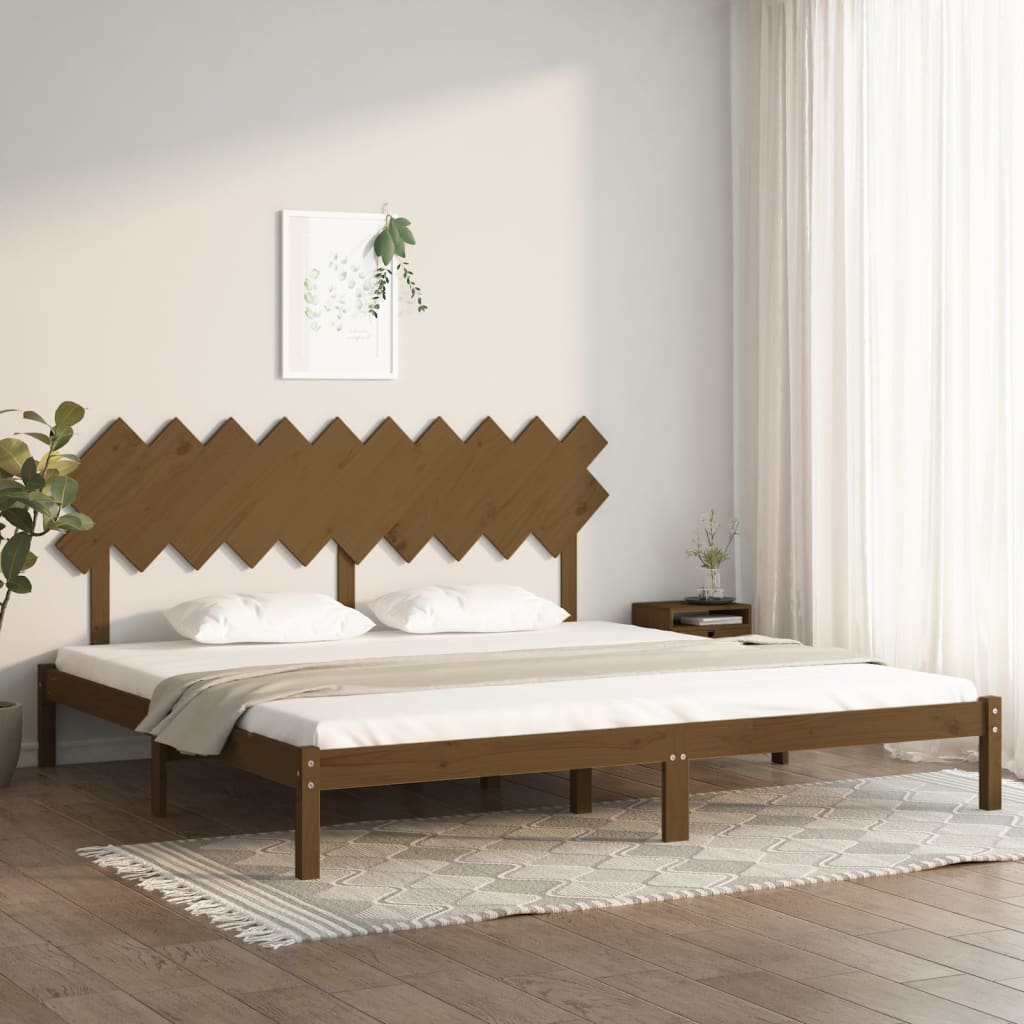 Cadre de lit sans matelas marron miel 200x200 cm bois massif - XIOS