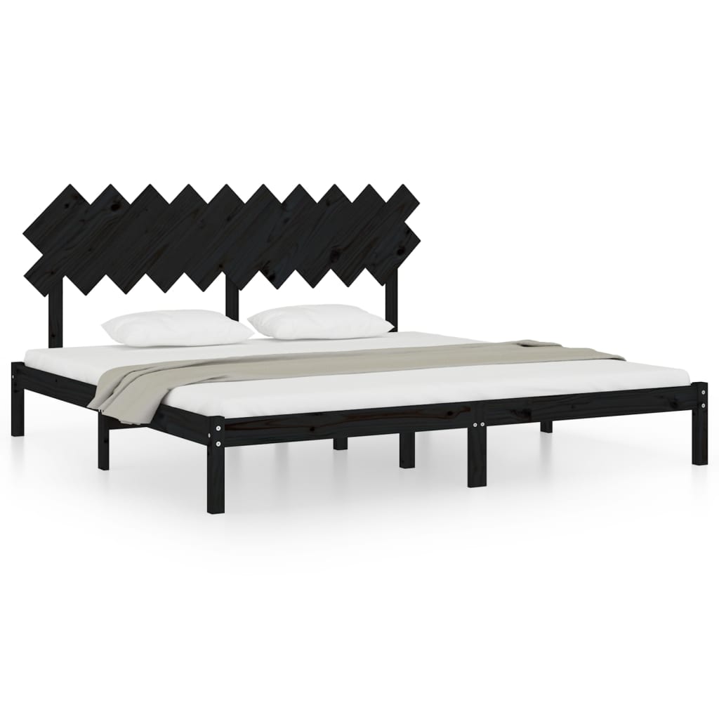 Cadre de lit sans matelas noir 200x200 cm bois massif - XIOS