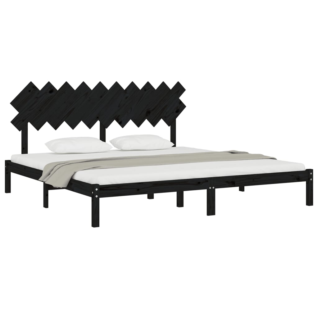 Cadre de lit sans matelas noir 200x200 cm bois massif - XIOS