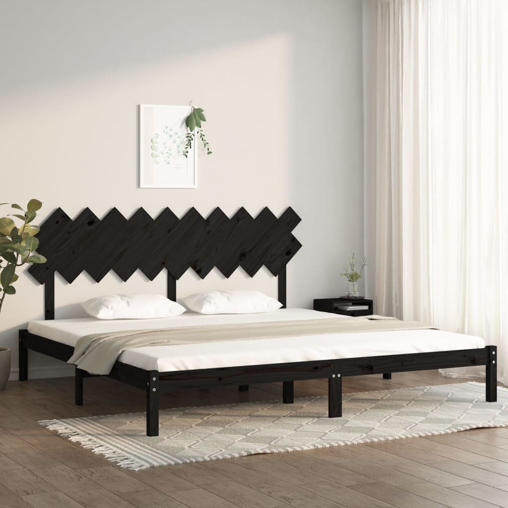 Cadre de lit sans matelas noir 200x200 cm bois massif - XIOS