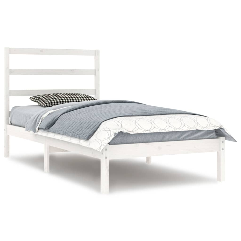 Cadre de lit sans matelas blanc 90x200 cm bois de pin massif - XIOS