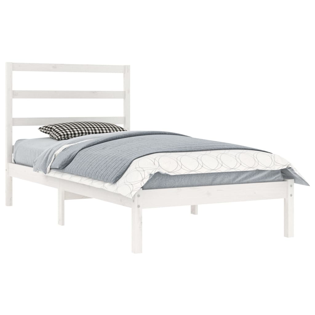 Cadre de lit sans matelas blanc 90x200 cm bois de pin massif - XIOS