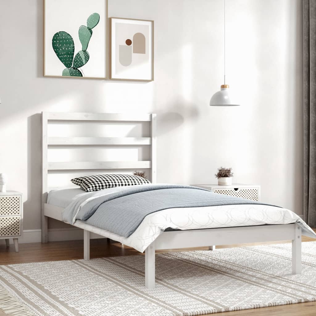 Cadre de lit sans matelas blanc 90x200 cm bois de pin massif - XIOS