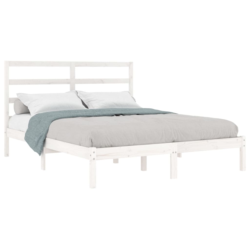 Cadre de lit sans matelas blanc 160x200 cm bois de pin massif - XIOS