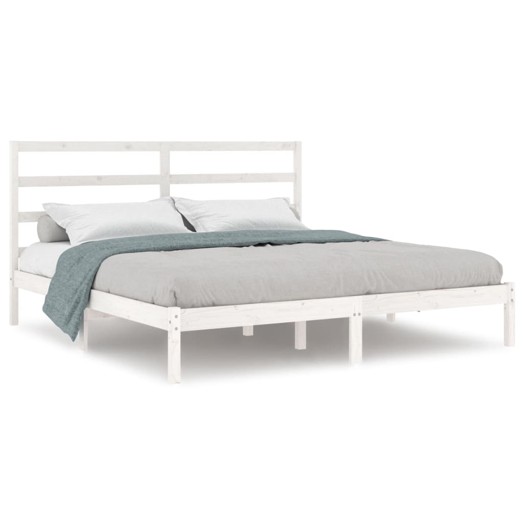 Cadre de lit sans matelas blanc 200x200 cm bois massif de pin - XIOS