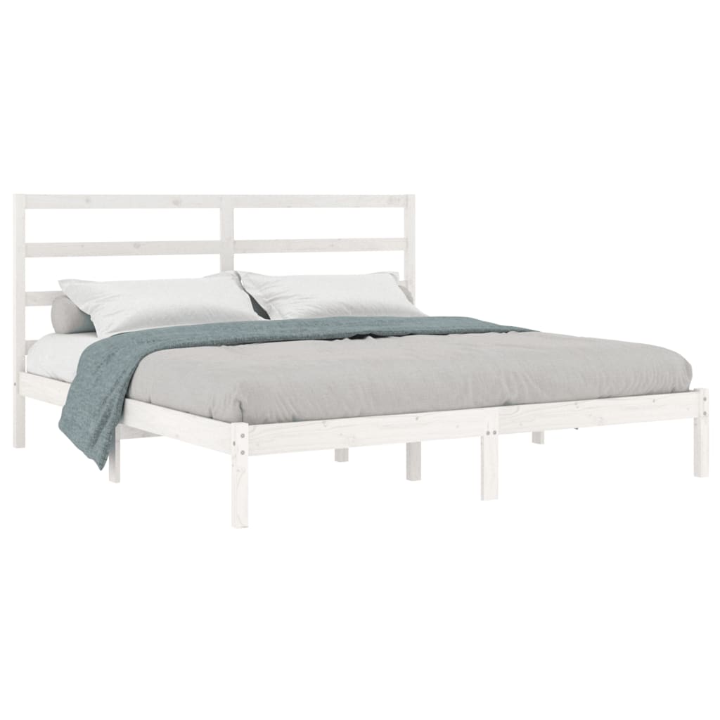 Cadre de lit sans matelas blanc 200x200 cm bois massif de pin - XIOS