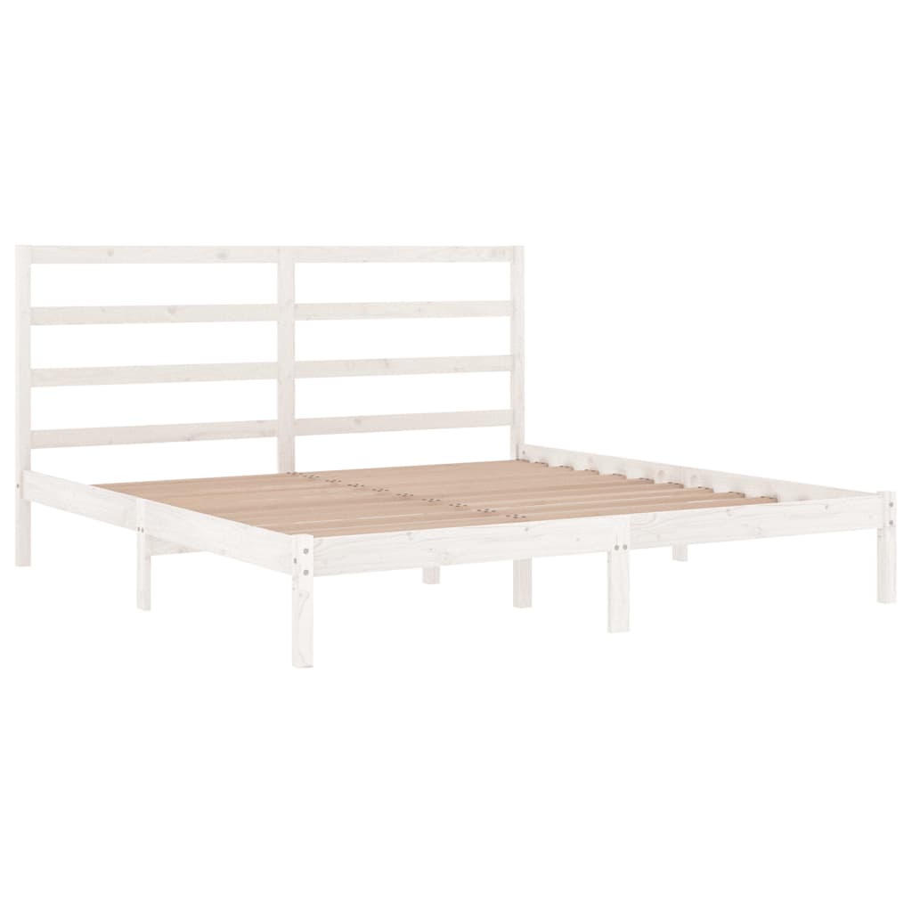 Cadre de lit sans matelas blanc 200x200 cm bois massif de pin - XIOS
