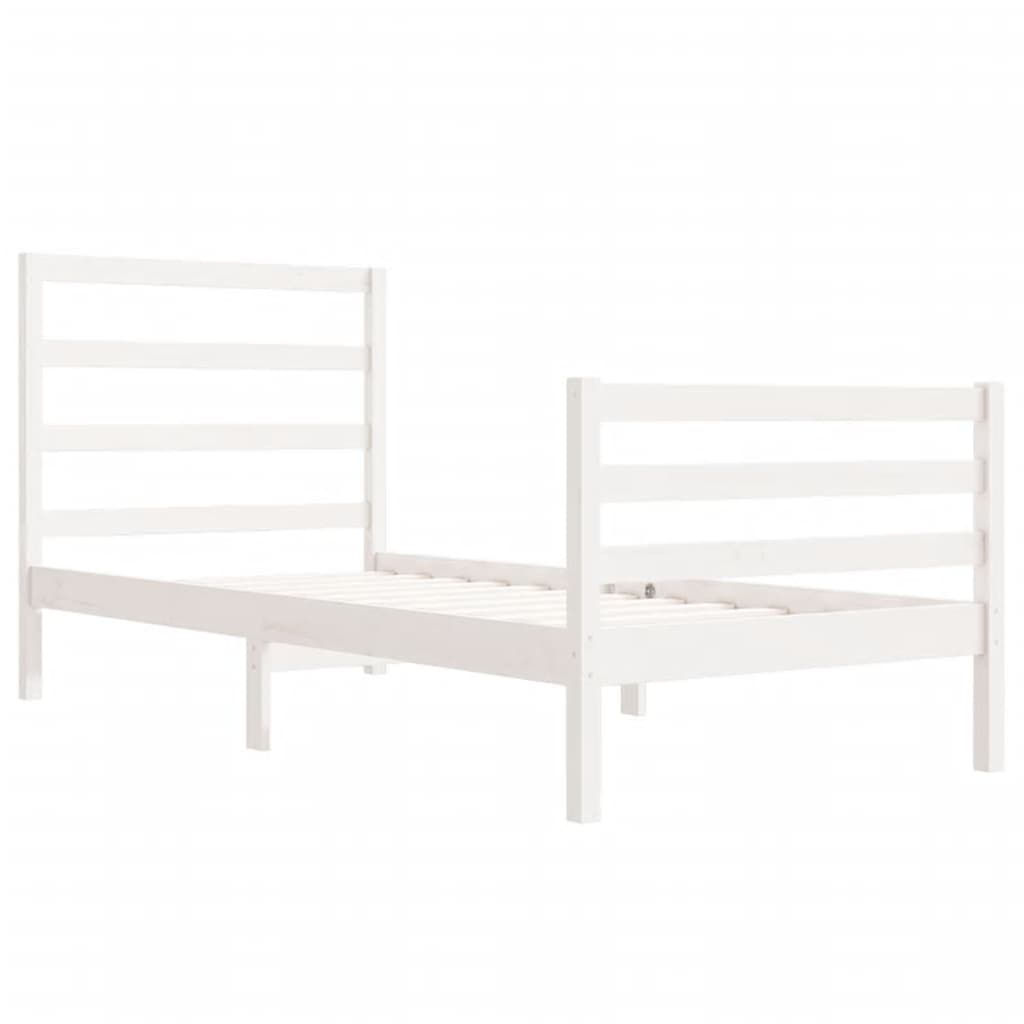 Cadre de lit sans matelas blanc 75x190 cm bois de pin massif - XIOS
