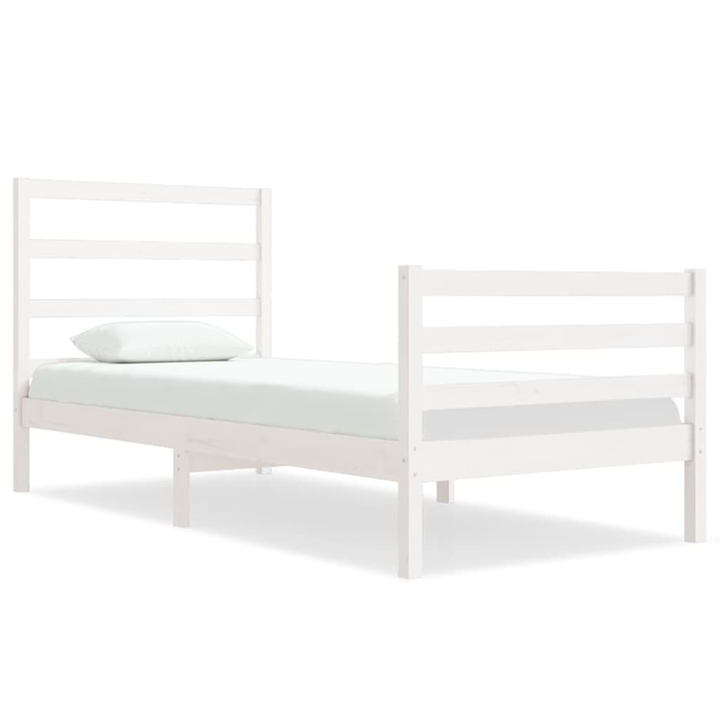 Cadre de lit sans matelas blanc bois de pin massif 90x190 cm