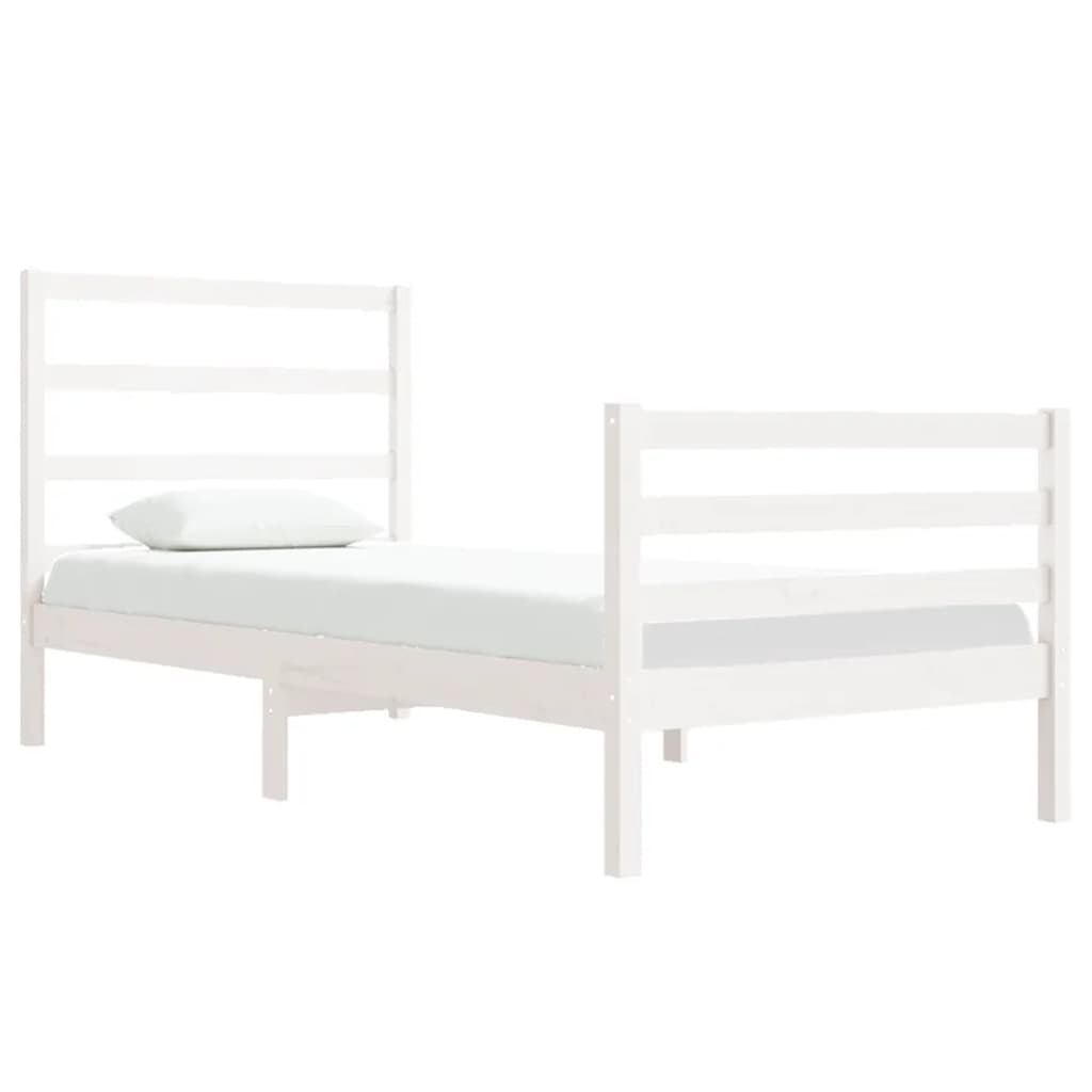 Cadre de lit sans matelas blanc bois de pin massif 90x190 cm - XIOS