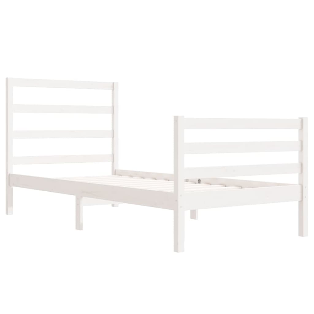 Cadre de lit sans matelas blanc bois de pin massif 90x190 cm - XIOS