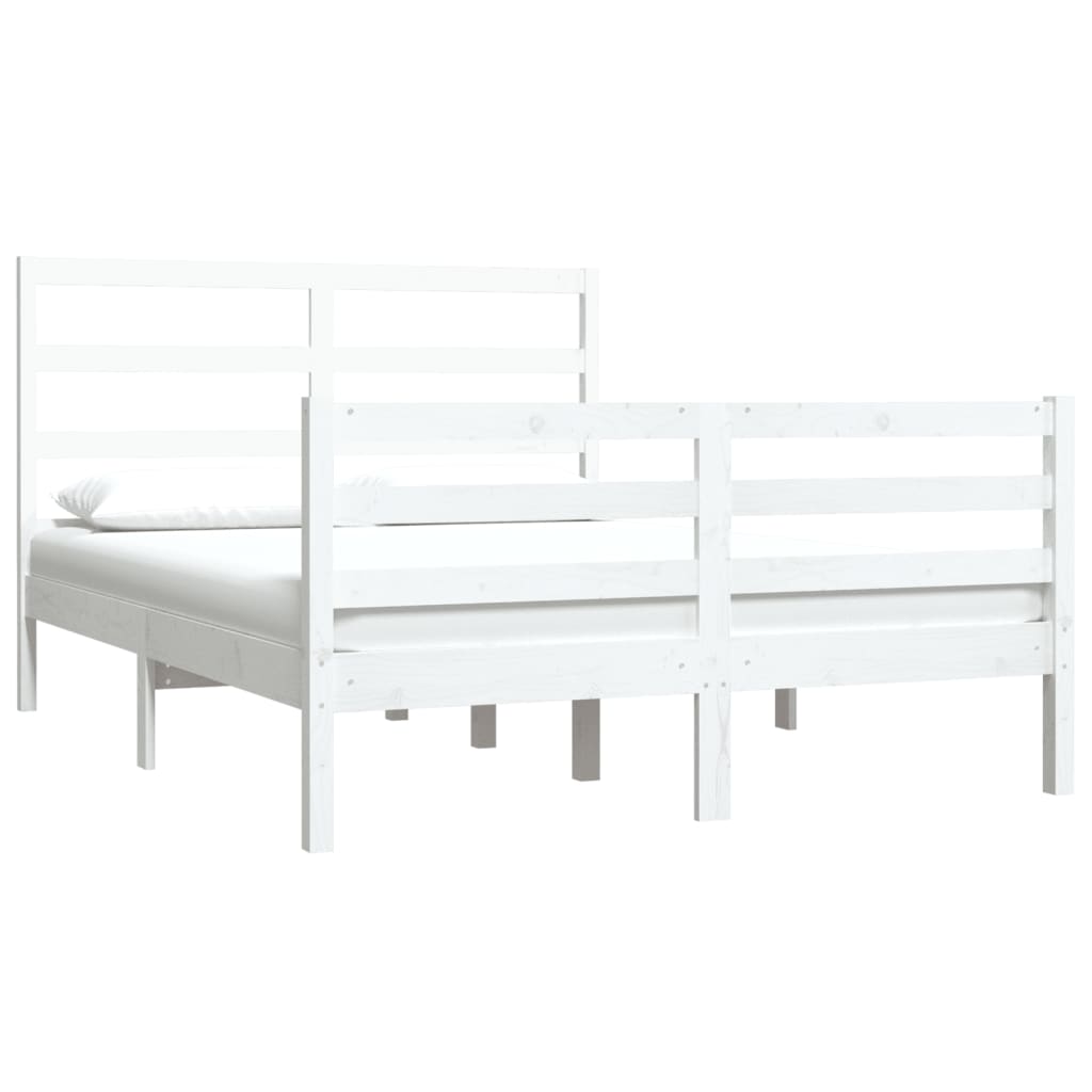 Cadre de lit sans matelas blanc bois de pin massif 120x190 cm - XIOS