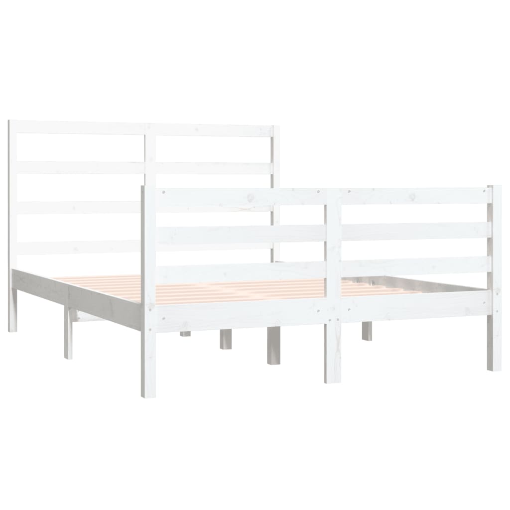 Cadre de lit sans matelas blanc bois de pin massif 120x190 cm - XIOS