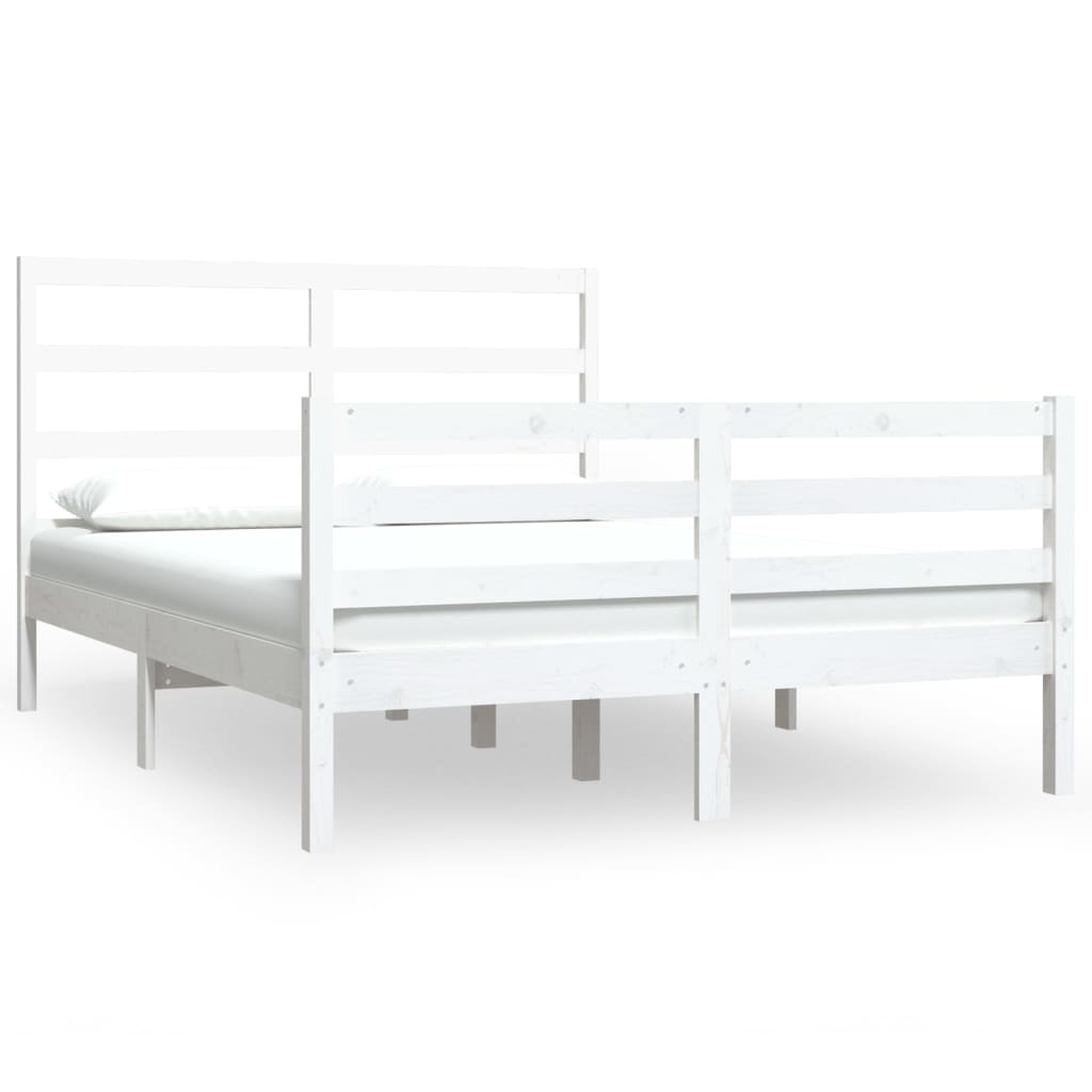 Cadre de lit sans matelas blanc bois de pin massif 140x190 cm - XIOS