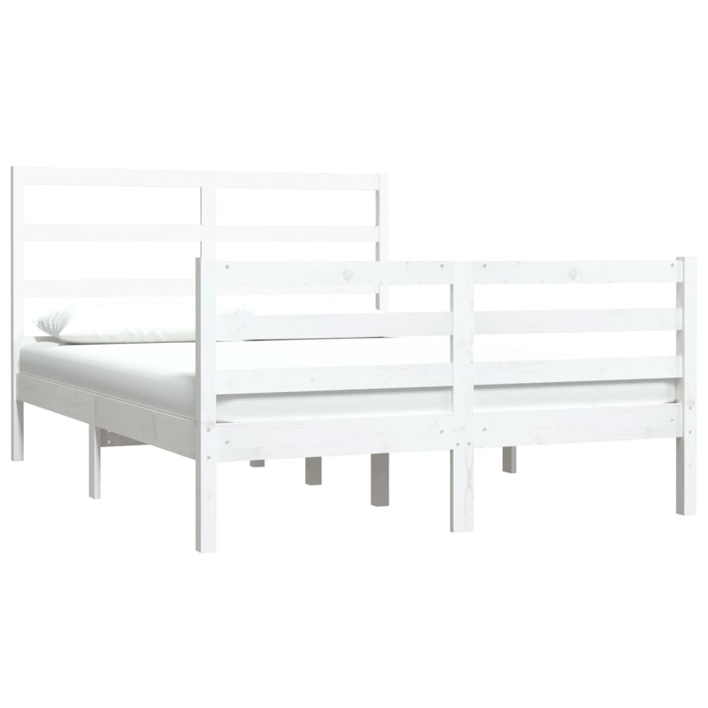 Cadre de lit sans matelas blanc bois de pin massif 140x190 cm - XIOS