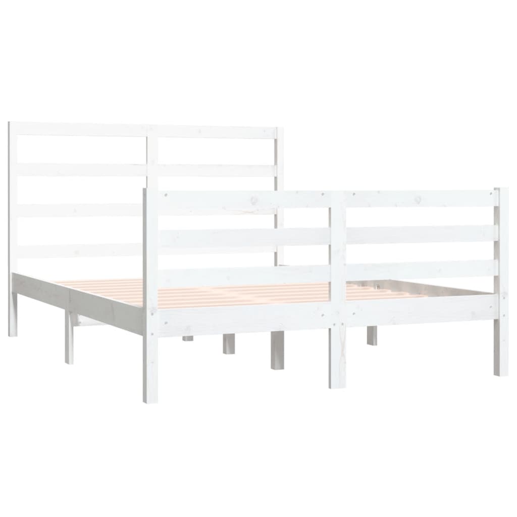 Cadre de lit sans matelas blanc bois de pin massif 140x190 cm - XIOS