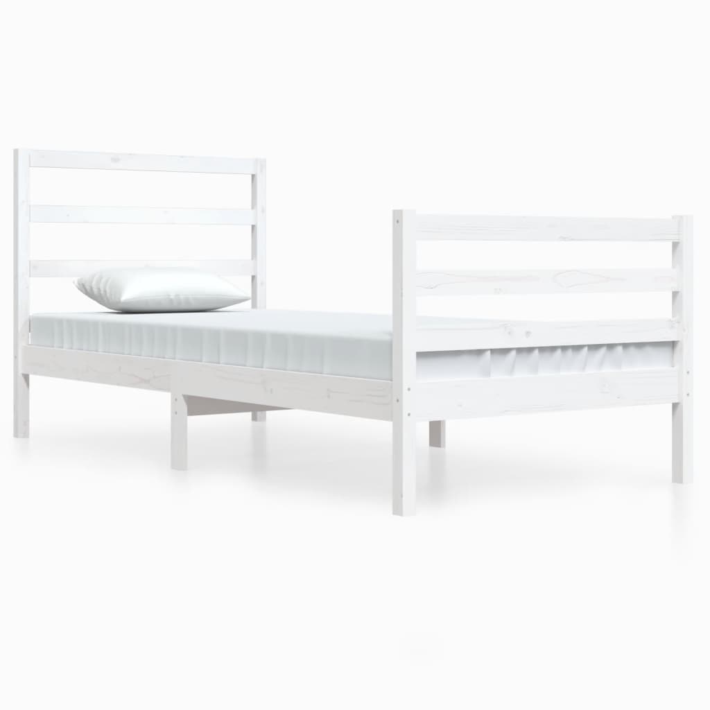 Cadre de lit sans matelas blanc bois de pin massif 90x200 cm - XIOS