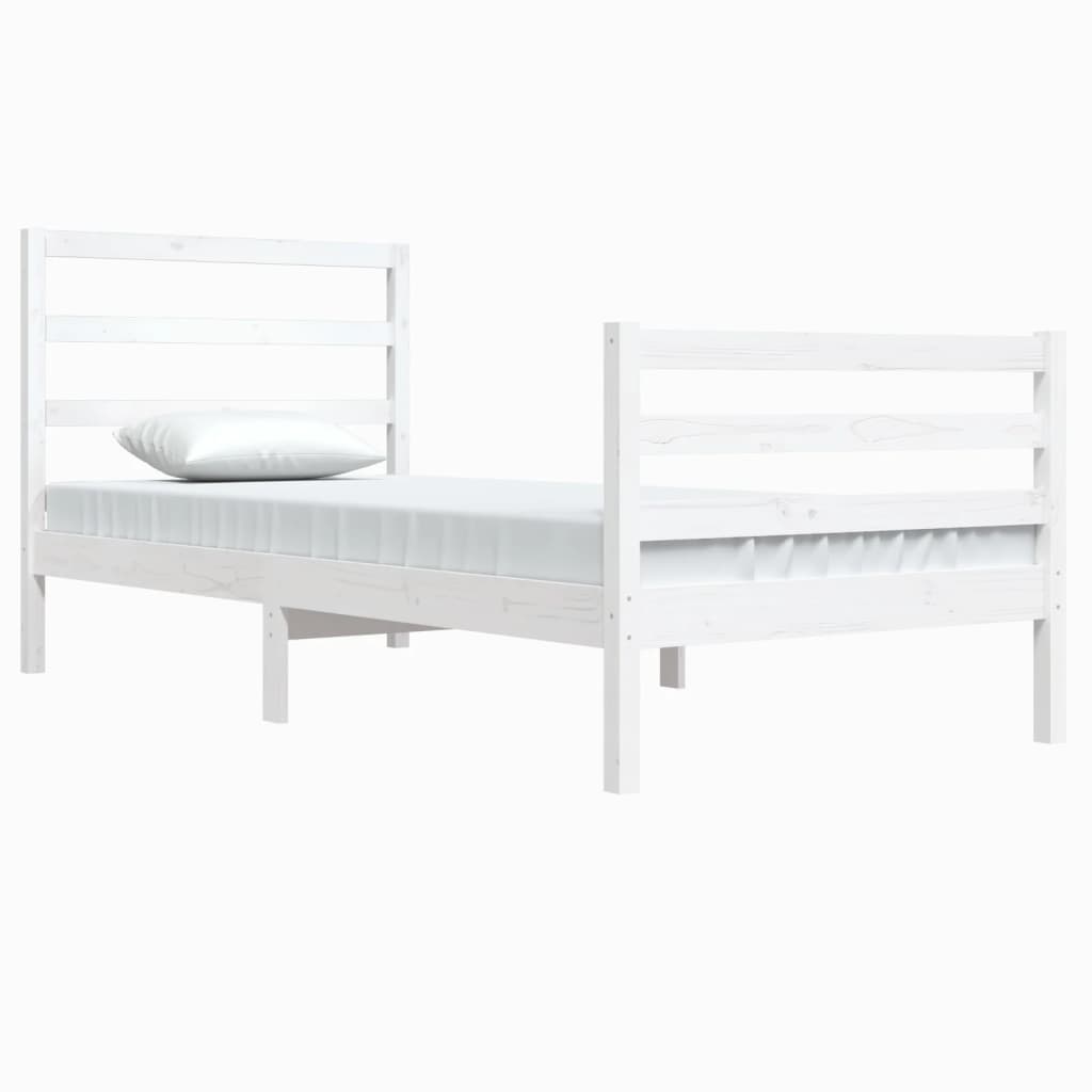Cadre de lit sans matelas blanc bois de pin massif 90x200 cm - XIOS