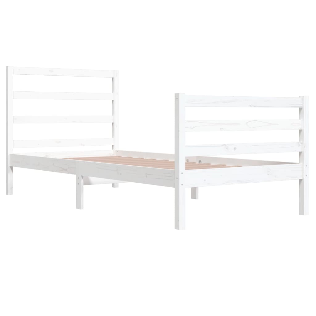 Cadre de lit sans matelas blanc bois de pin massif 90x200 cm - XIOS