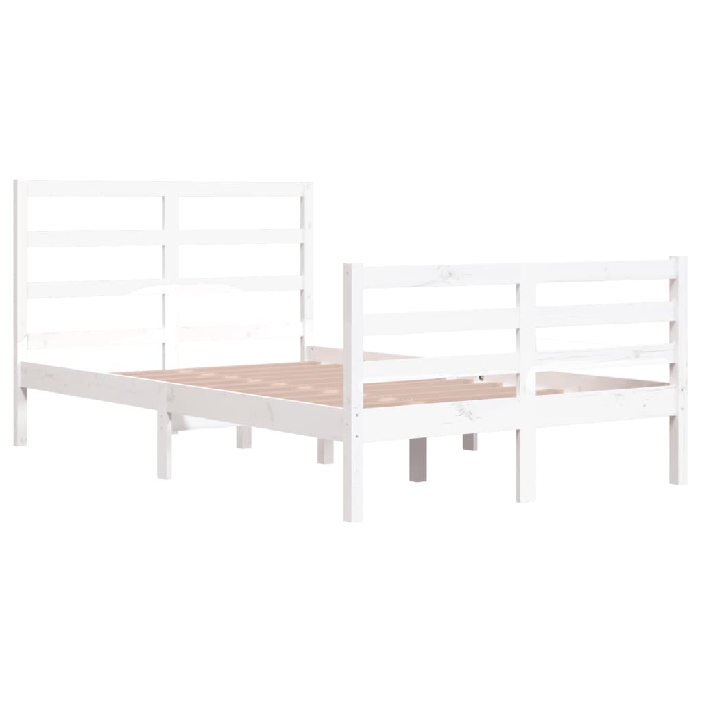 Cadre de lit sans matelas blanc bois de pin massif 120x200 cm - XIOS