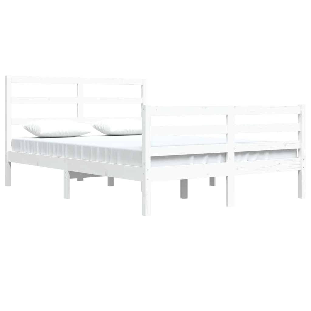 Cadre de lit sans matelas blanc bois de pin massif 140x200 cm - XIOS