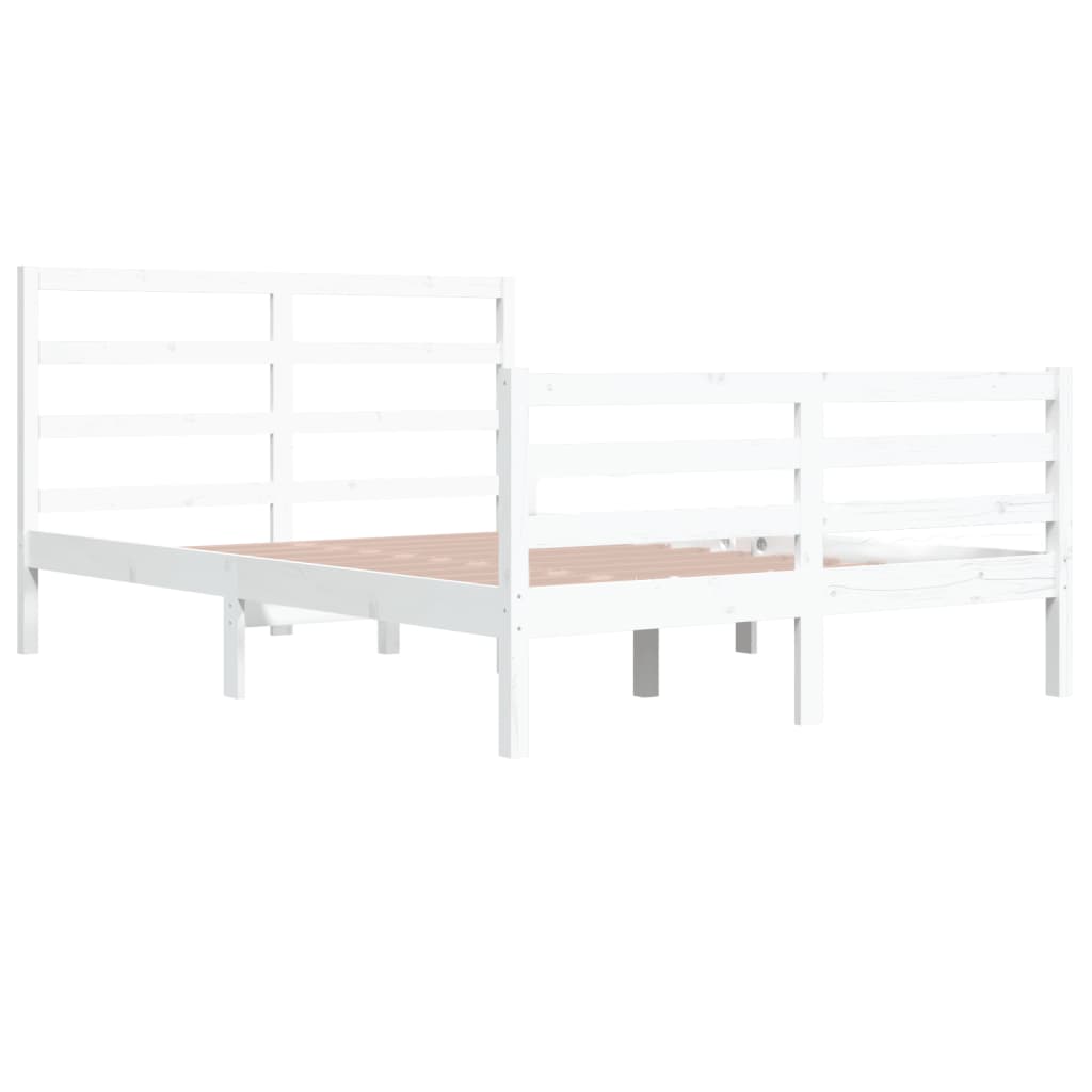 Cadre de lit sans matelas blanc bois de pin massif 140x200 cm - XIOS