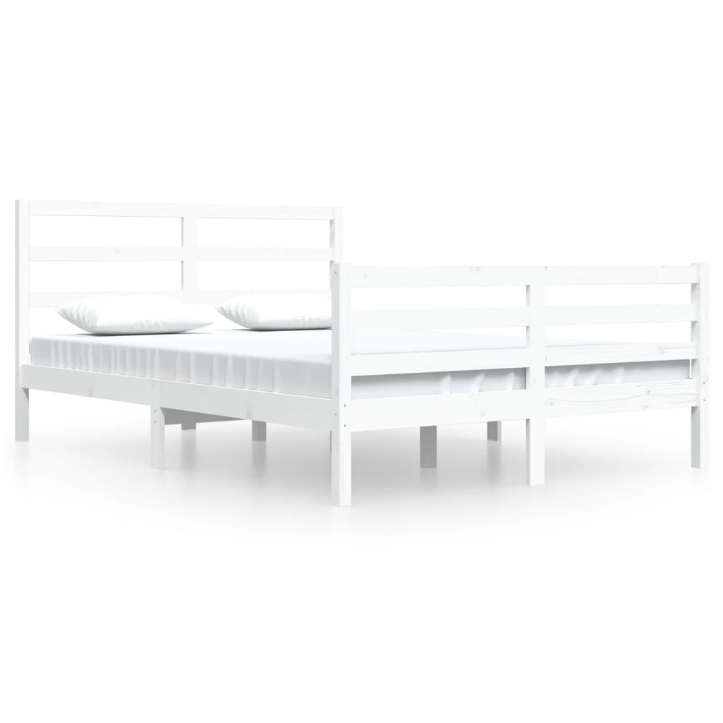 Cadre de lit sans matelas blanc bois de pin massif 160x200 cm - XIOS