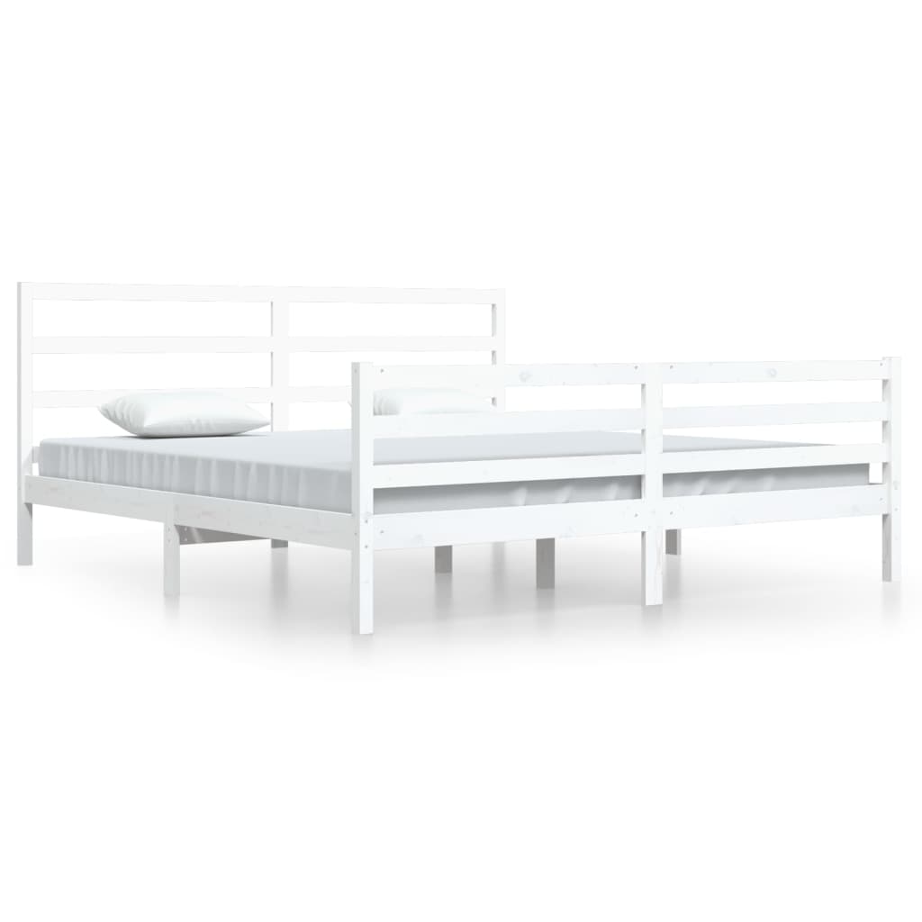 Cadre de lit sans matelas blanc bois massif de pin 200x200 cm - XIOS