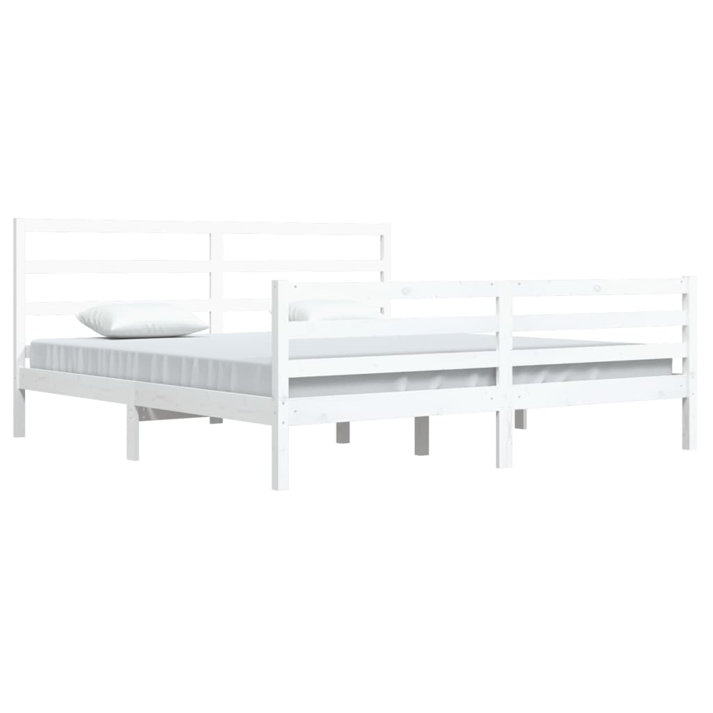 Cadre de lit sans matelas blanc bois massif de pin 200x200 cm - XIOS
