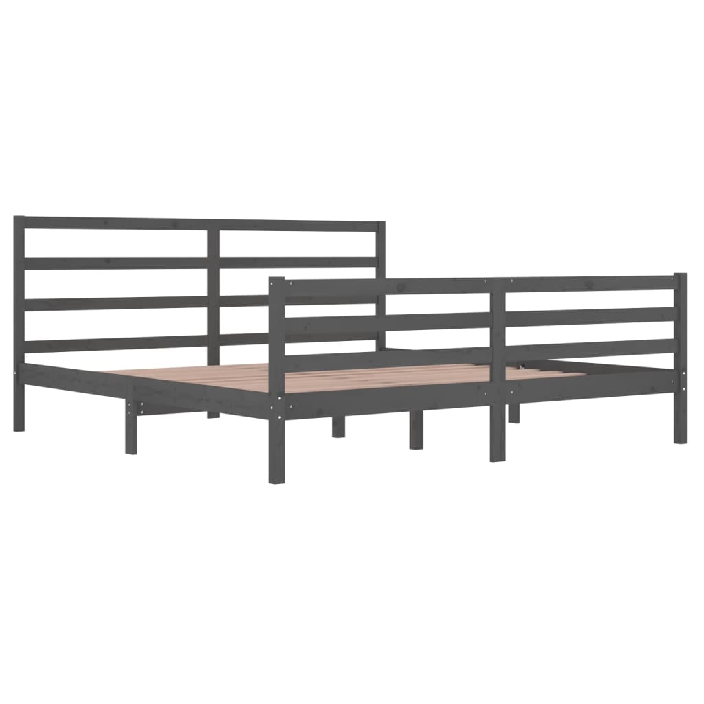 Cadre de lit sans matelas bois massif de pin gris 200x200 cm - XIOS