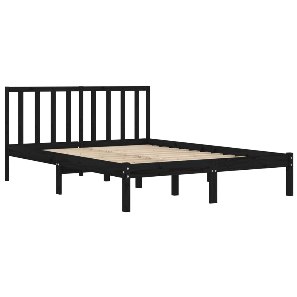Cadre de lit sans matelas noir bois de pin massif - XIOS