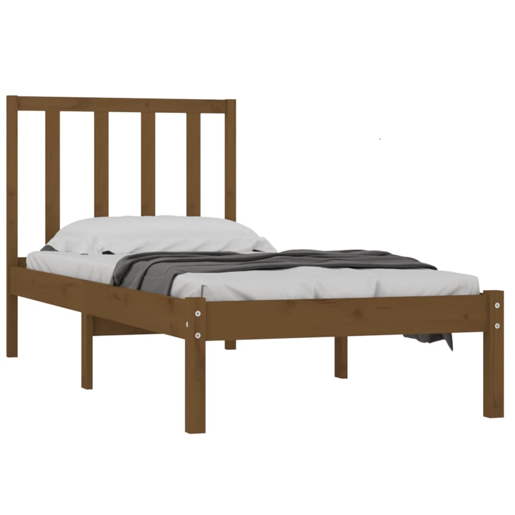 Cadre de lit sans matelas marron miel pin massif 100x200 cm - XIOS