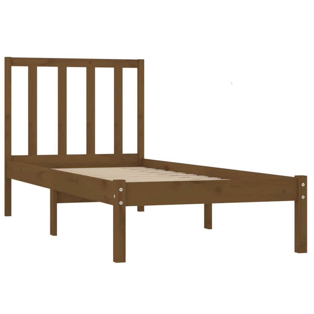 Cadre de lit sans matelas marron miel pin massif 100x200 cm - XIOS