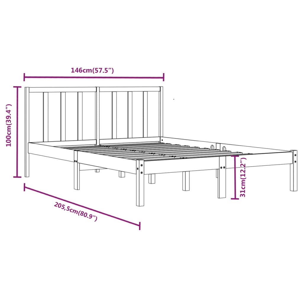 Cadre de lit sans matelas bois massif de pin 140x200 cm - XIOS