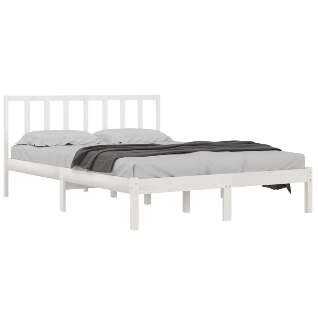 Cadre de lit sans matelas blanc bois de pin massif 160x200 cm - XIOS
