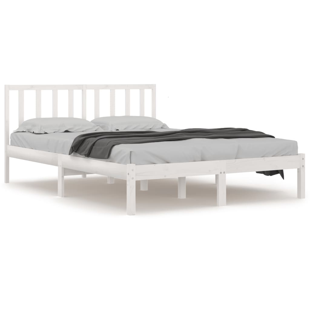 Cadre de lit sans matelas blanc bois massif de pin 200x200 cm - XIOS