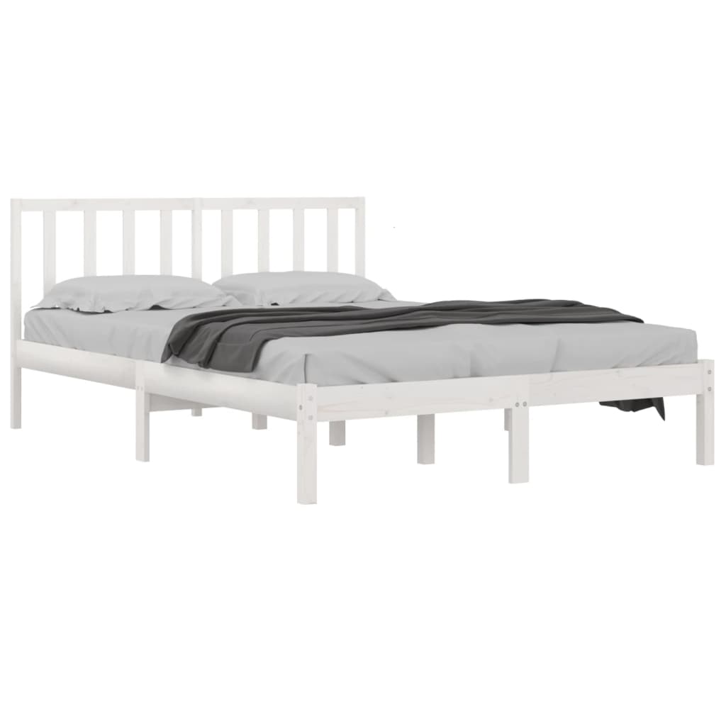 Cadre de lit sans matelas blanc bois massif de pin 200x200 cm - XIOS