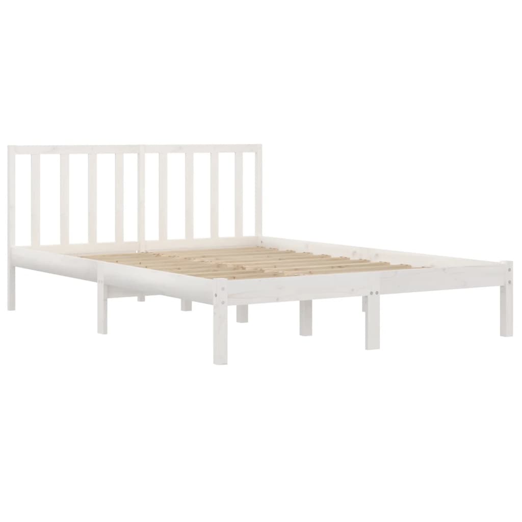Cadre de lit sans matelas blanc bois massif de pin 200x200 cm - XIOS