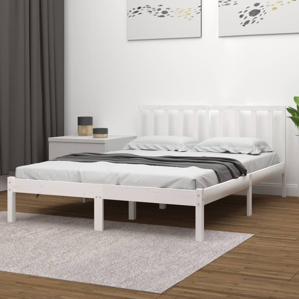 Cadre de lit sans matelas blanc bois massif de pin 200x200 cm - XIOS