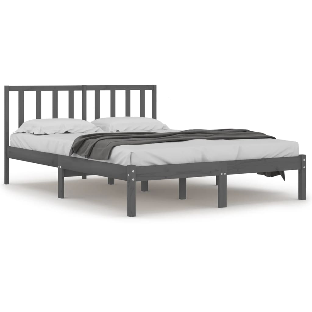 Cadre de lit sans matelas bois massif de pin gris 200x200 cm - XIOS