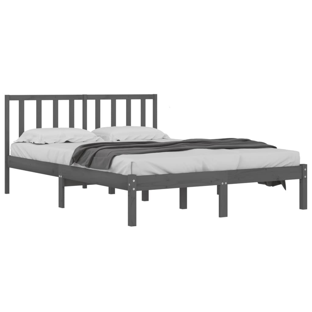 Cadre de lit sans matelas bois massif de pin gris 200x200 cm - XIOS