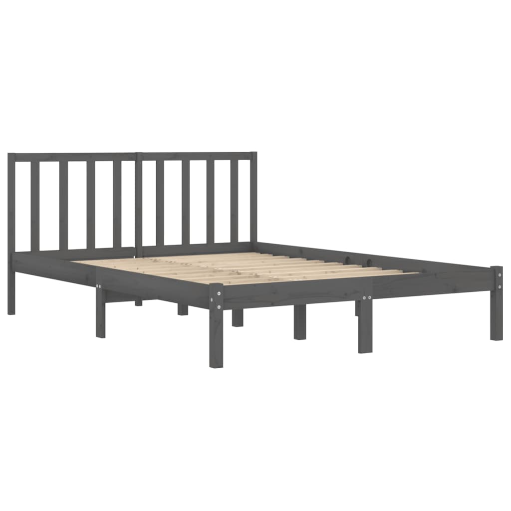 Cadre de lit sans matelas bois massif de pin gris 200x200 cm - XIOS