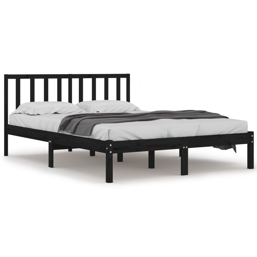 Cadre de lit sans matelas noir bois massif de pin 200x200 cm - XIOS