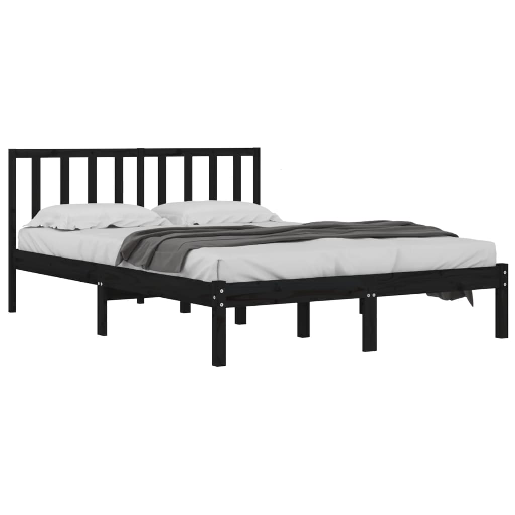 Cadre de lit sans matelas noir bois massif de pin 200x200 cm - XIOS