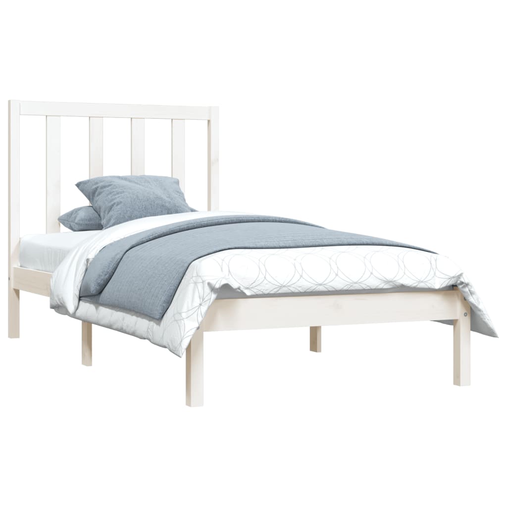 Cadre de lit sans matelas blanc bois de pin massif 75x190 cm - XIOS