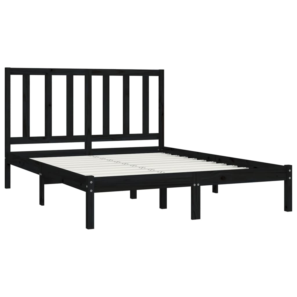 Cadre de lit sans matelas noir bois de pin massif 140x190 cm - XIOS